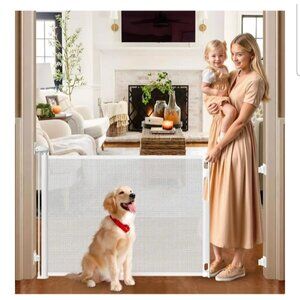 Retractable Baby/Dog Gate 36Tall x80 Wide No Drilling Mesh Durable In Or Outdoor